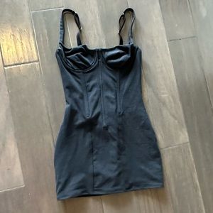 SKIMS Corset Black Cotton Bodycon Dress Size S